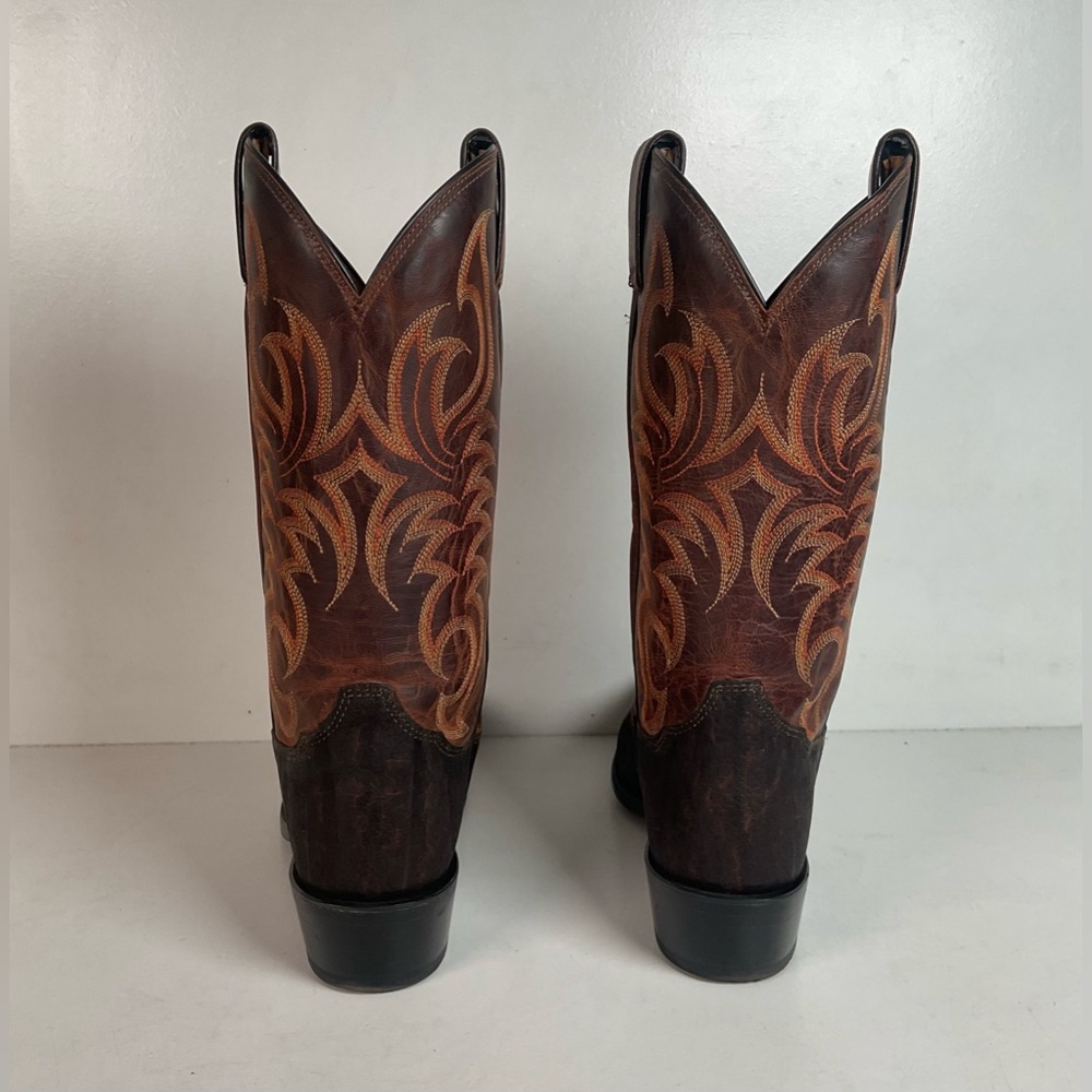 Tony Lama Men’s Vintage Chocolate Cowboy Boots 8.5 D USA Made Exotic - Picture 10 of 16